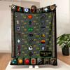Retro Pixelated Game-Inspired Blanket - Nostalgic RuneScape Skill Menu Design, Dark Stone Grid Background, 99 Max Level Detail,