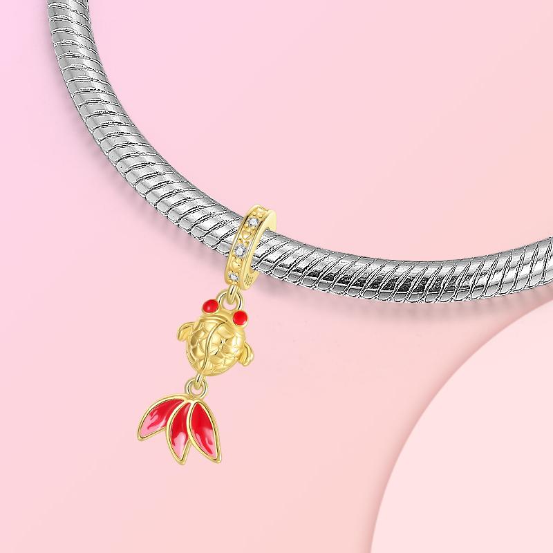 Copper Fish Charms Koi Fish Goldfish Shark Pendants Beads Fit Original Bracelet Jewelry Diy Marking Gift