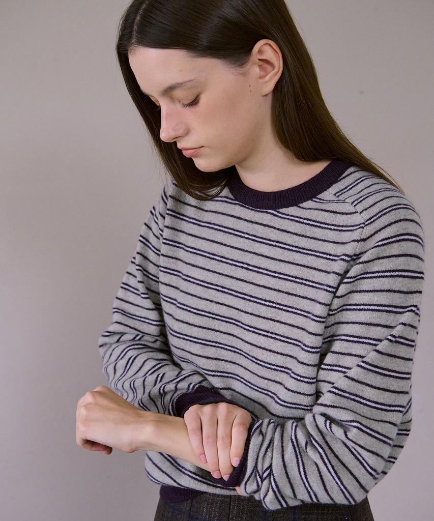 AHWE Cashmere Wool Blend Striped Knit_Violet