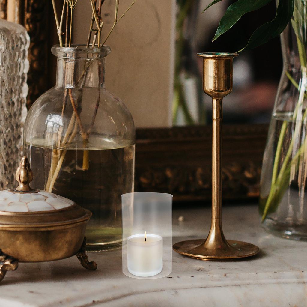 2Pcs Transparent Glass Holder Covers Cylindrical Flame Protectors for Pillar Candles Stylish Home Decor Item