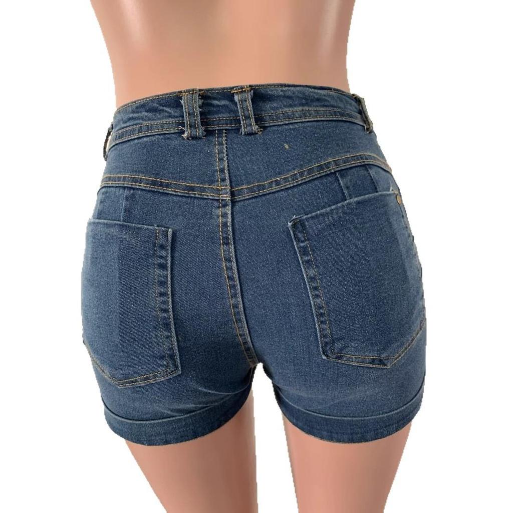 Elastic Waist Denim Shorts with Belt, Available In 5 Colors and 8 Sizes