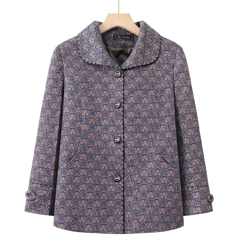 

2026 New Style Spring Lapel Cardigan for Middle-Aged and Elderly Women 2XL (for 95-110 jin)