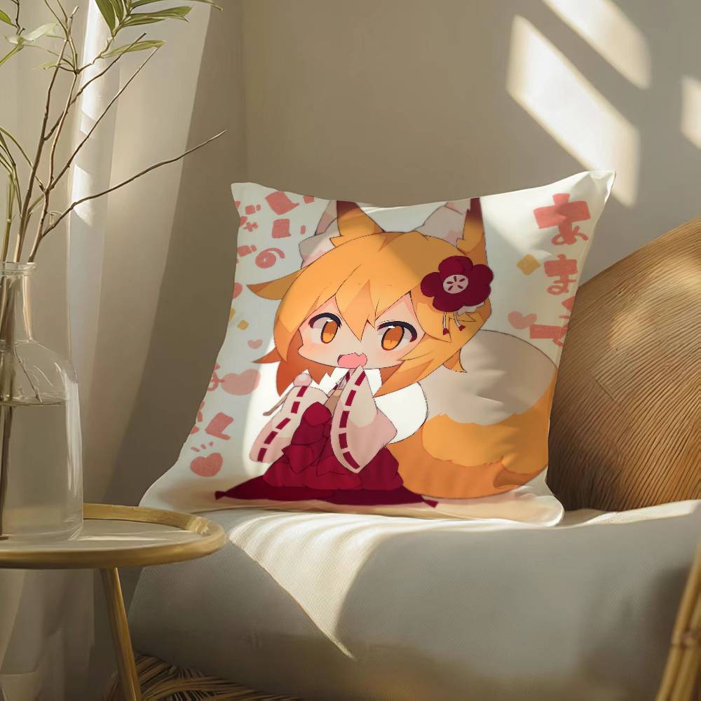 Healing Animation The Helpful Fox Senko-san-Anime Pillow Case Silky Elegant Comfort Sofa Bed  Invisible Zipper Beach Pillowcase