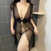 Sex underwear large size sexy mesh split long dress ultra-thin deep V suit hot midnight charm perspective