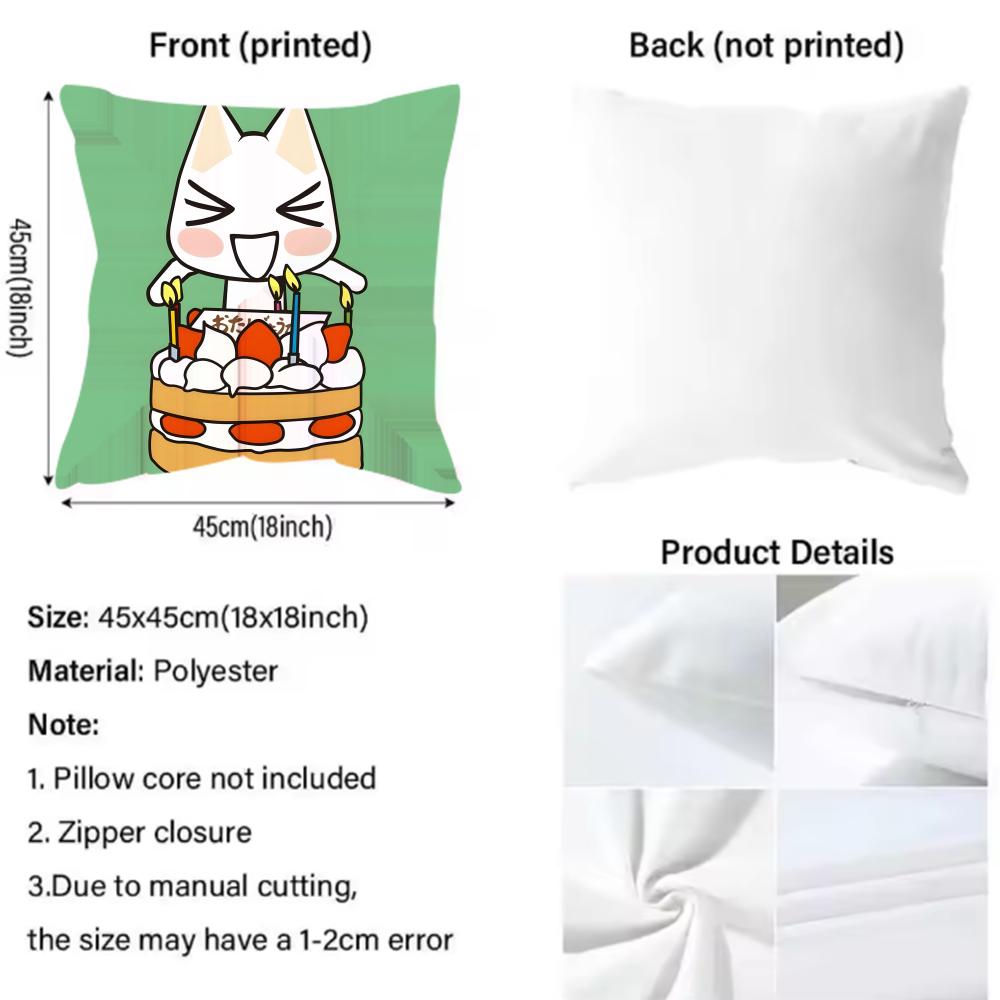 L-Lnoue T-Toro Cute Cushion Cover Pattern Printed Pillowcase for Living Room Sofa Cushion Cover & Bedroom Decor
