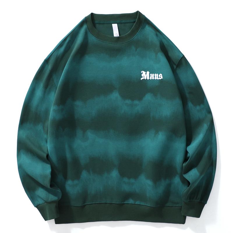 Autumn And Winter Gradual Change Of Color Tie-Dye Washed Tide Brand Crew Neck Sweater Men'S Loose Large Size American Heavy Retro Pullover Jacket