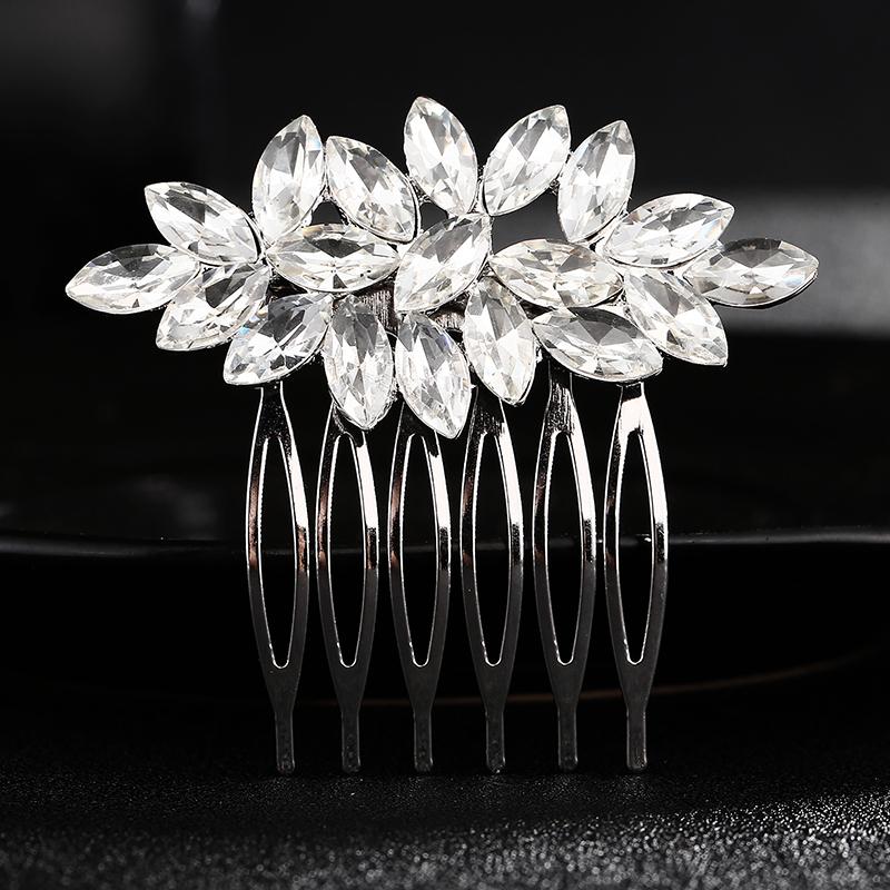 New Silver Alloy Hair Comb Handmade Pearls Rhinestones Fashion Metal Headpiece Elegant Hair Jewellery Accessory For Women