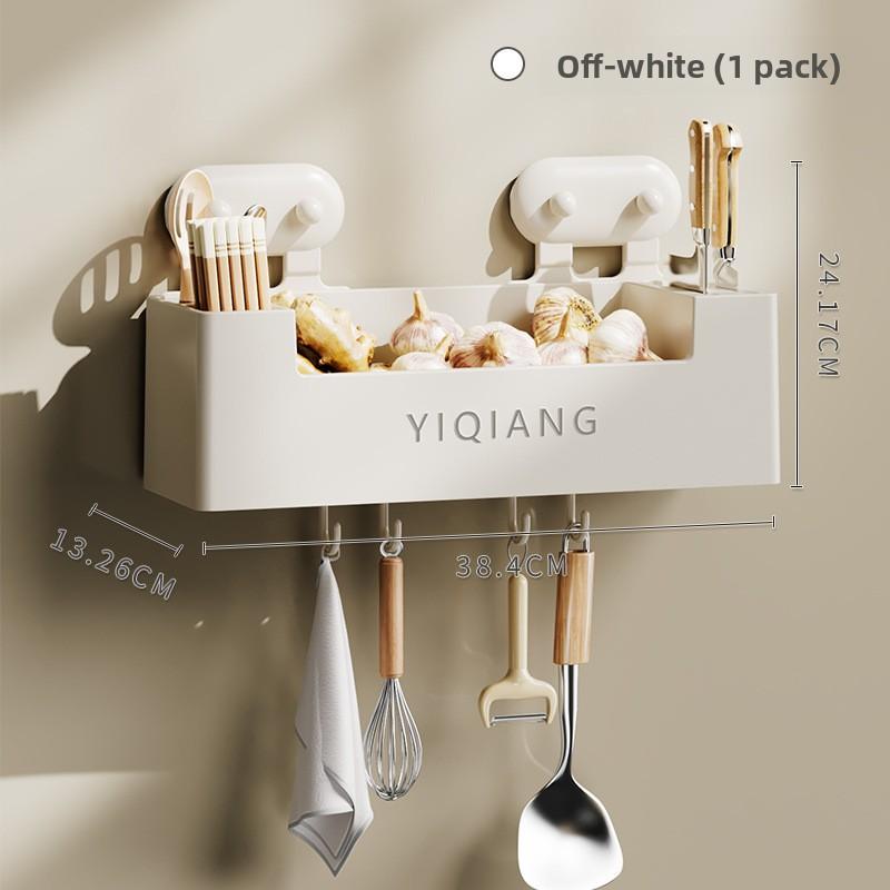 Multi Functional Non Perforated Suction Cup Wall Mounted Household Kitchen Utensil Storage Rack