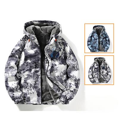 Jacket Casual Plus Size Thickened Velvet Loose Autumn and Winter New Workwear Camouflage Hooded Youth Casual Jacket