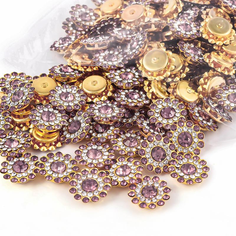 Sun Flower Claw Diamond, Glass Flower-Shaped Rhinestone Buckle Hand Seam Diamond, Round Flower Plate Grab Diamond Diy Jewelry Button Decoration
