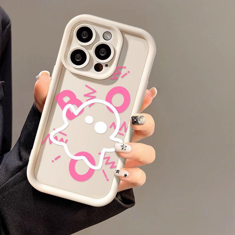 Cute Little Ghost for iPhone17PorMax Mobile Phone Case 14 Apple 13 Matte 12/15 Fine Hole Anti-drop