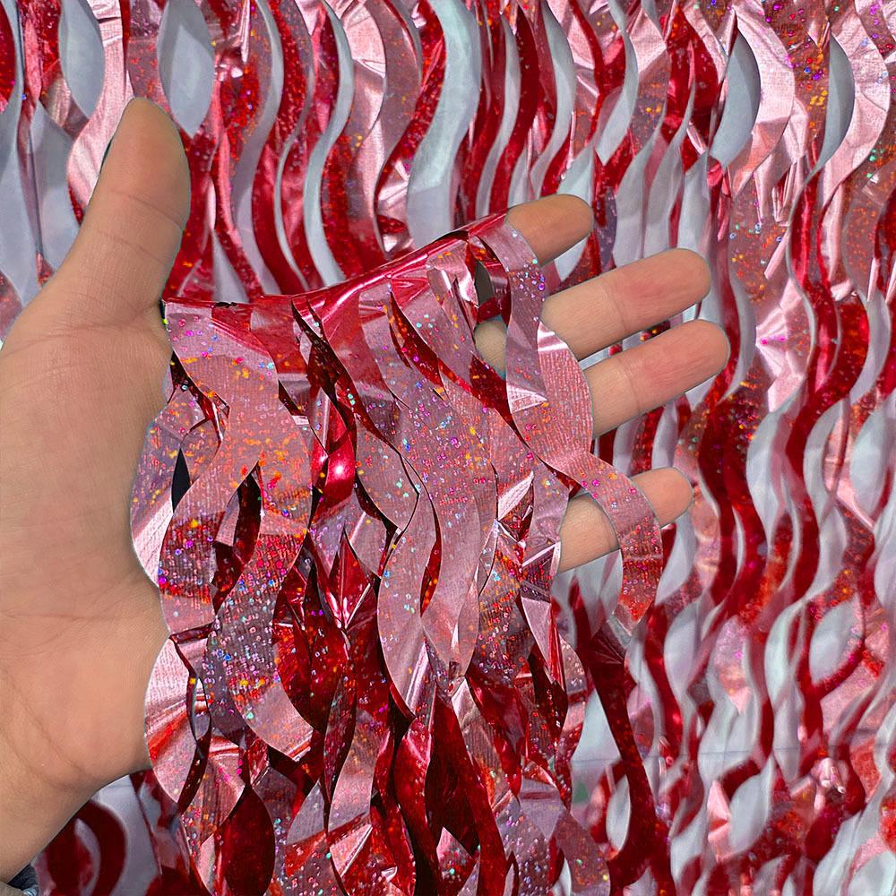 

Новый лазерный скимитарный дождевой занавес: Украшение для фотофона на день рождения 1m Width x 2m Height