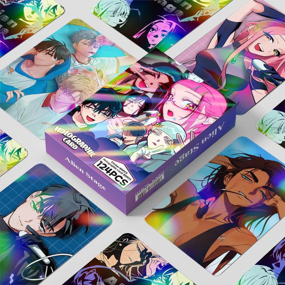 124 Stück Alien Bühnenästhetik Cartoon Wasserdichte Postkarten Anime Sammlerset Lomo Fotokarten Jungen Mädchen Geschenke für Party