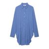 European and American Style, New Women's Clothing, Fashionable, Versatile, Cross-border Blue and White Striped Fashionable Long Shirt