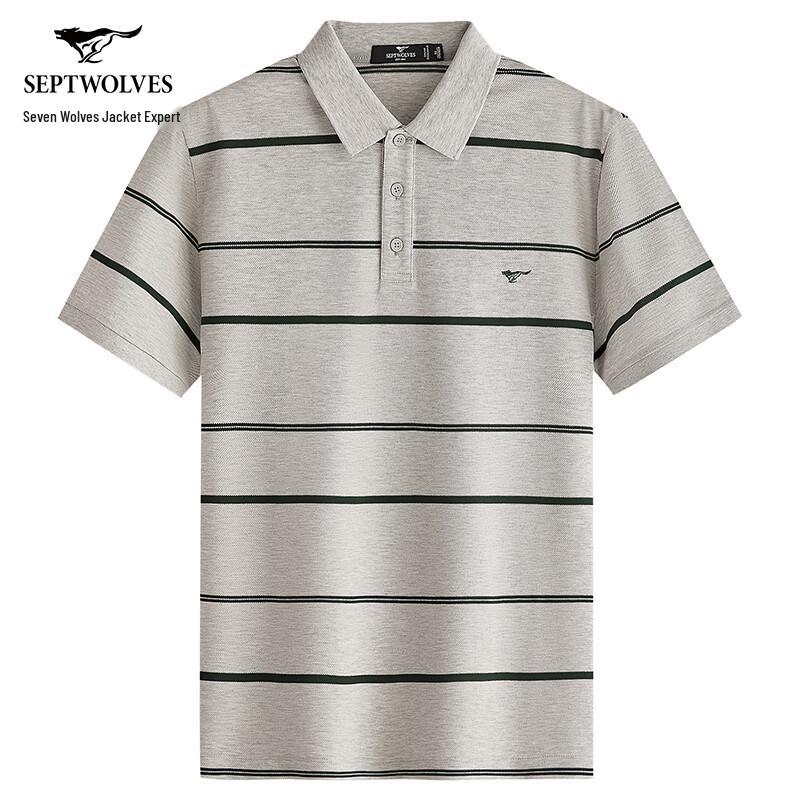 Septwolves Men s Short Sleeve Ice Silk Cotton Antibacterial Polo T-Shirt 175/92A