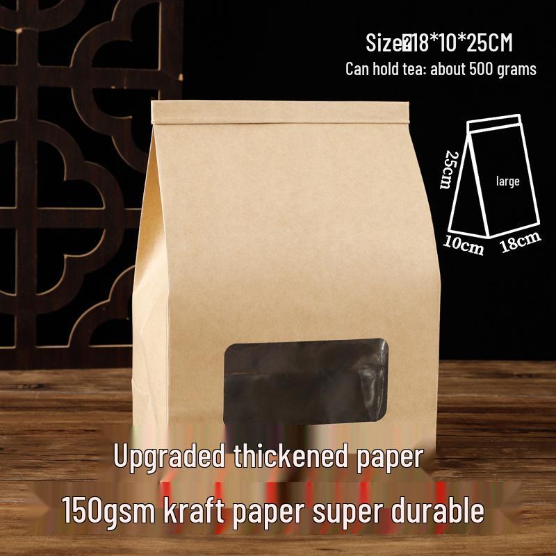 Custom Kraft Paper Tea Bag with Transparent Window and Self-Sealing Aluminum Foil Wire Seal