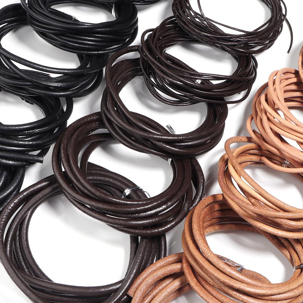 2-5 Yards 1/1,5/2/2,5/3/4/5/6 mm Echtes Rindsleder Kordeln Runde Schnur Kordel Zum Schmuckherstellung DIY Lederarmband Halskette