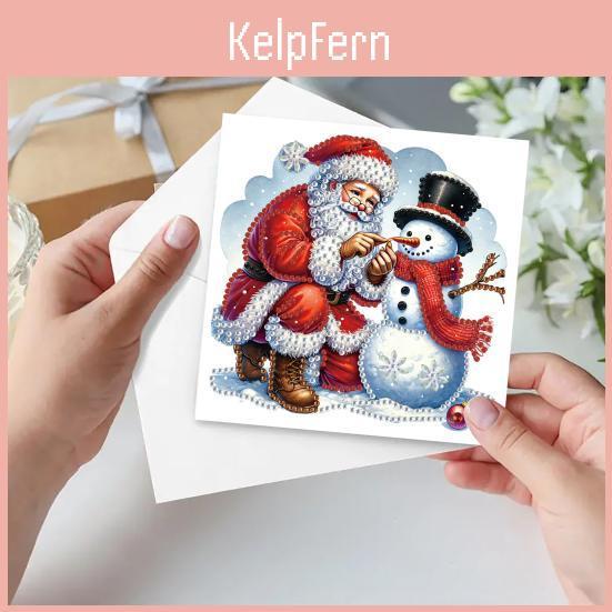 6 Diy Art Pcs Rhinestone Painting Cards Christmas Greeting Card Making Kit With Envelopes 5d Snowman Cat Deer Rhinestone Painting Crafts For
