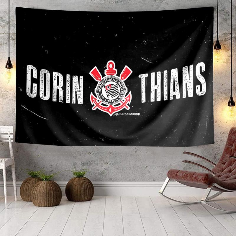 1PC Corinthians Football Club Crest Tapestry Hanging for Bedroom,Livingroom, Playroom,Decor Art Room Wall Tapestry Holiday and Birthday Gifts