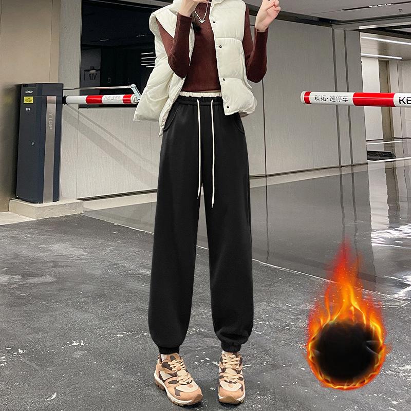 

Контрастные цветные спортивные брюки для женщин на осень и зиму, свободные шаровары, драпированные и универсальные повседневные свободные толстовки с капюшоном 2XL