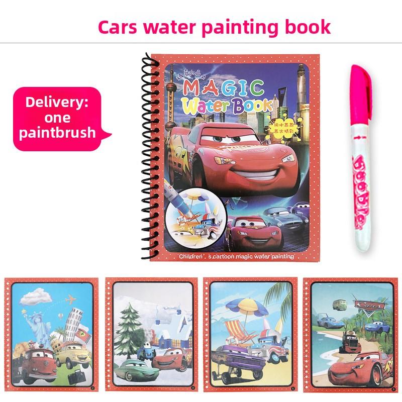 Disney Mickey Car Princess Magical Water Painting Book Clear Water Coloring Painting Repeated Graffiti Book Baby Puzzle