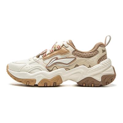Li Ning Sucre Brun Gingembre Chanceux Polyvalent Rétro Semelle Épaisse Tendance Mode Absorption des Chocs Antidérapant Résistant à l'Usure Maintien Tige Basse Chaussures de Papa AGCV368-3