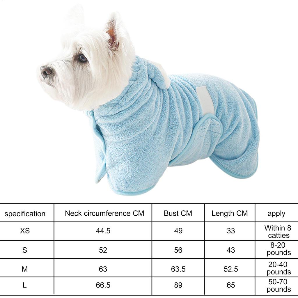 Dog Drying Towel Dog Hooded Bathrobe Towel Absorbent Pet Grooming Clothes Shower Blanket for Bathing Cat Puppy Winter Home