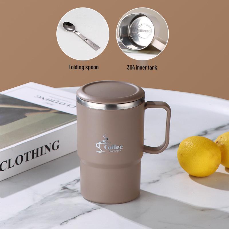 Stainless Steel Mug with Lid & Spoon - Perfect for Coffee, Tea, or Travel