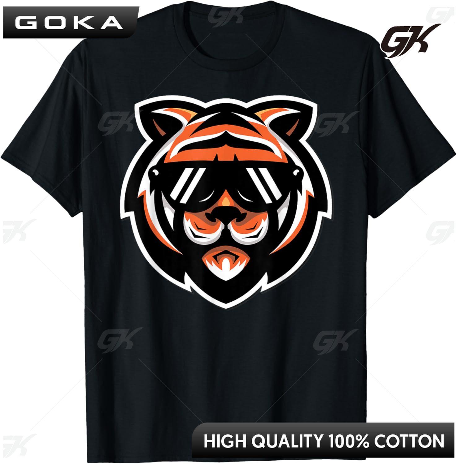 

Summer Men 100 Pure Cotton Cool Bengal Tiger with Sunglasses Printed Graphic TShirt Comfortable Round Short Sleeved Tops 4XL