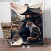 Cats Cherry Blossom Flannel Blanket Children Warm Soft Blanket for Sofa Bed Cover Blanket Suitable for Birthday Souvenir Gifts