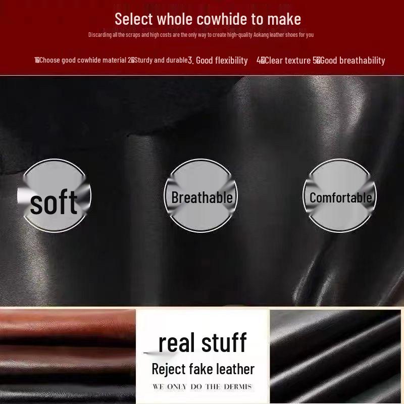 Genuine Leather Slip-on Loafers - 2025 Versatile Soft Sole Shoes for Spring/Autumn, Comfortable British Style with Low Heel