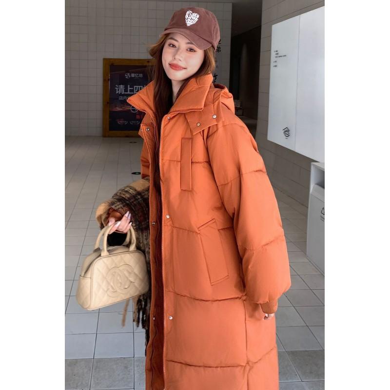 Womens Winter Puffer Coat 2026 Long Loose Thick Hooded Cotton Jacket Knee-Length Warm Outerwear