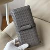 Genuine Leather Woven Long Wallet Men Women Soft Sheepskin Interior Multi-Slot Card Holder Large Capacity Bifold Purse
