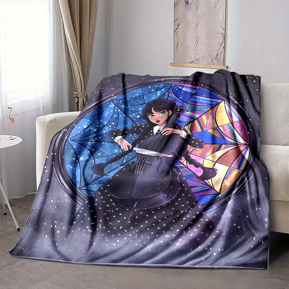 

1pc Wednesday Flannel Blanket, Soft Skin Friendly with Digital Printing, Various Sizes Available for Family, Friends, Birthday 80x120cm