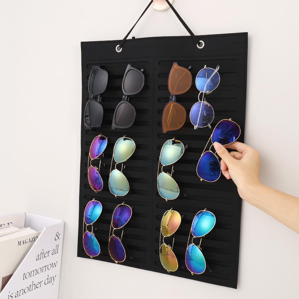 1pc Wall Mounted Black/White Foldable Glasses Storage Bag Sunglasses Glasses Box Hair Accessories Storage Hanging Bag