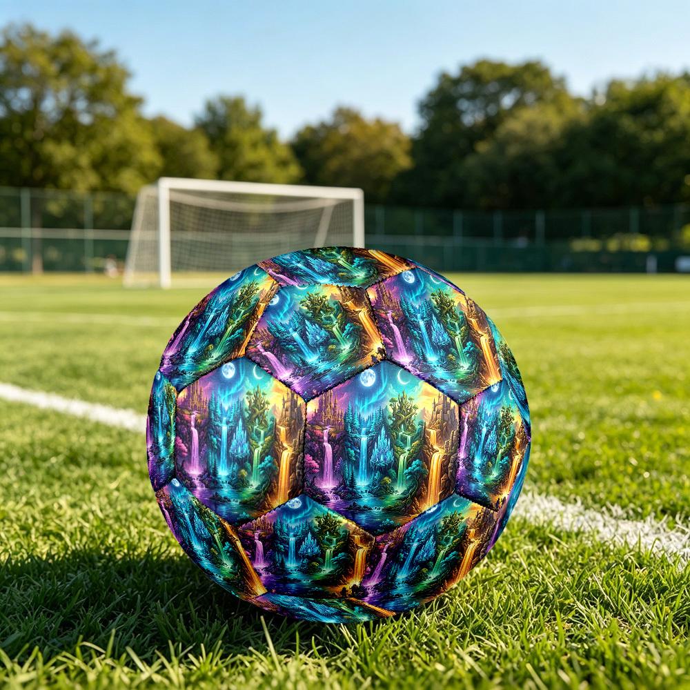 1pc Fantasy Waterfall Kingdom Theme Soccer Ball Football, Size 5, Lightweight PVC, Outdoor Training Soccer Ball,Sports Gift T61454