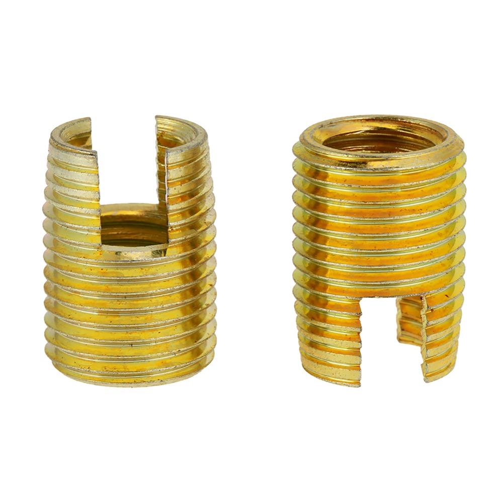 50pcs Brass Self Tapping Inserts M3-M12 Gold Threaded Inserts Kit Carbon Steel Storage Case Brass Slotted Thread Inserts