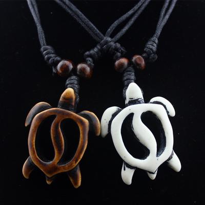 1 Pc Imitation Bone Carved Hawaiian Honu Turtle Pendant Surfing Necklace
