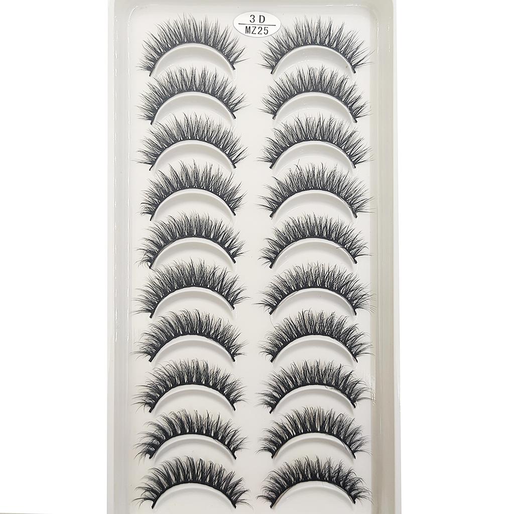 20 Style 10 Pairs Natural 3d Mink Lashes Soft False Eyelashes Cross Messy Dense Eye Lashes Extension Makeup Faux Cils Maquillaje