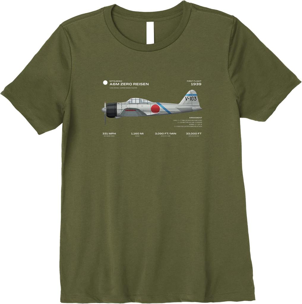 A6M Zero Risen WWII Japan Airplane FighterT Shirt New 100 Cotton Short Sleeve ONeck Casual Tshirts Loose Top Size S3XL