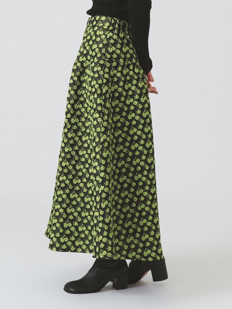 Ray Beams Women's Floral Jacquard Flared Skirt, Green 0