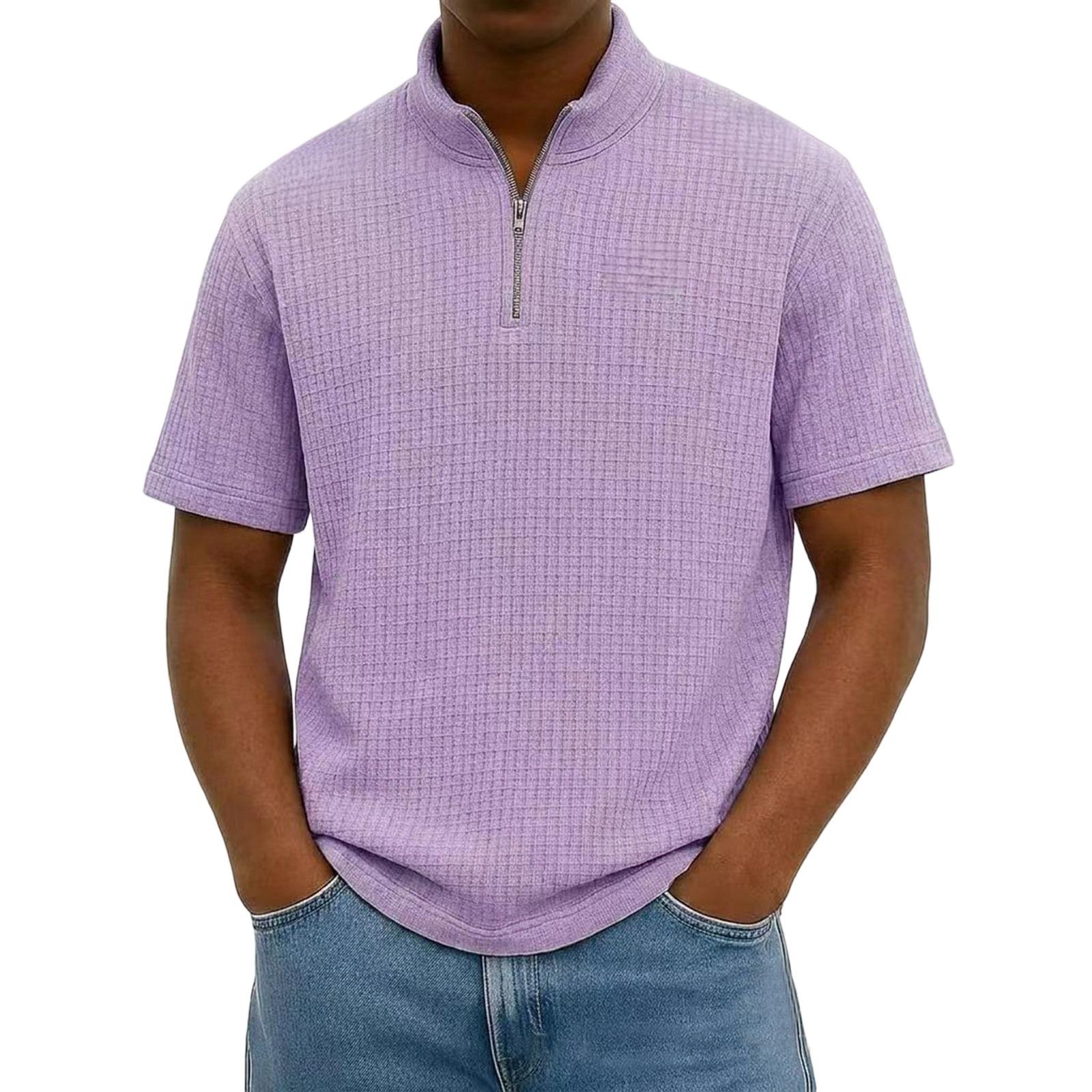 

Men s Short Sleeve Half Zip Pullover Shirt Loose Fit Lightweight Casual Top with Stand Collar Suitable for Outdoor and Daily Wear XXL