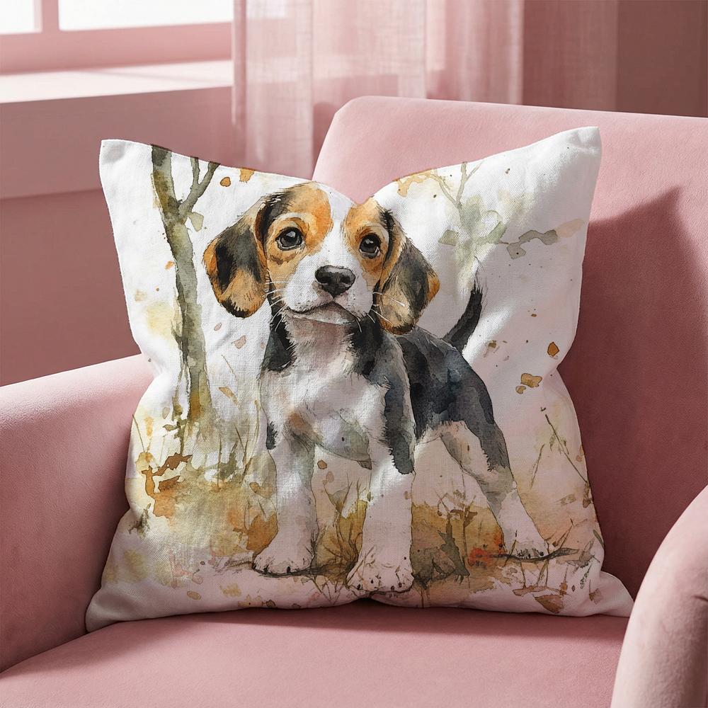 Cute Beagle Pet Dog Cushion Cover Multi-Scene Pillow Cover for Home & Car - Reversible, Soft & Durable for Daily Use