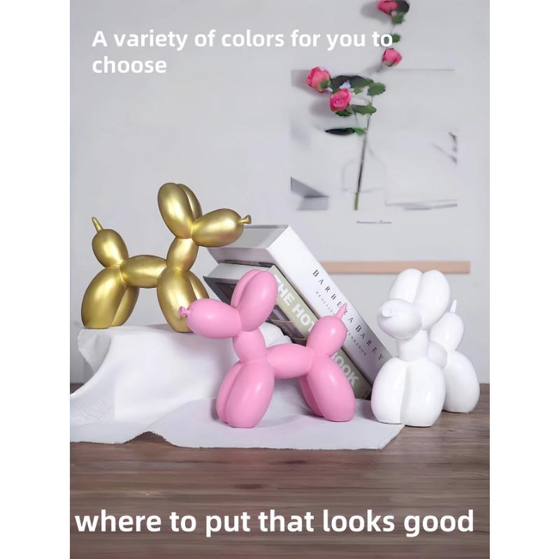 1pc Handmade Resin Balloon Dog Statue Ornament - Cute White Animal Sculptures for Home Decoration and Valentine's Day Gifts, Bir