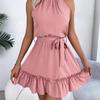 2026 Spring/Summer Women's Sleeveless Waist Cinched Ruffle A-Line Skirt S-XL