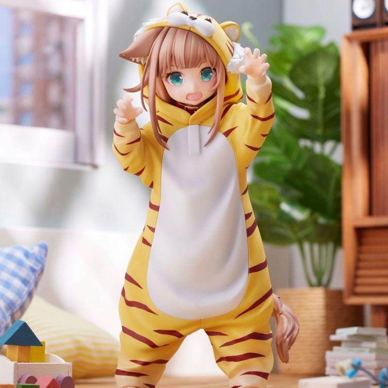 Yellow Bean Powder Anime Figure Sitting Girl Eating Fish Lady Model Collectible Birthday Gift Static Toy for Ages 3+