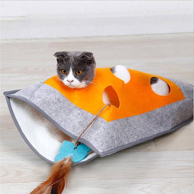 Buy Cat Supply Feather Training Sleeping Bag Hiding Blanket Play Toys Bell Antiskid Tunnel Hole