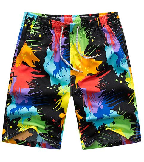 Men Beachwear Chic Elastic Waist Cool Quick Drying Long Square Plaid Pattern Summer Shorts for Sports Beach