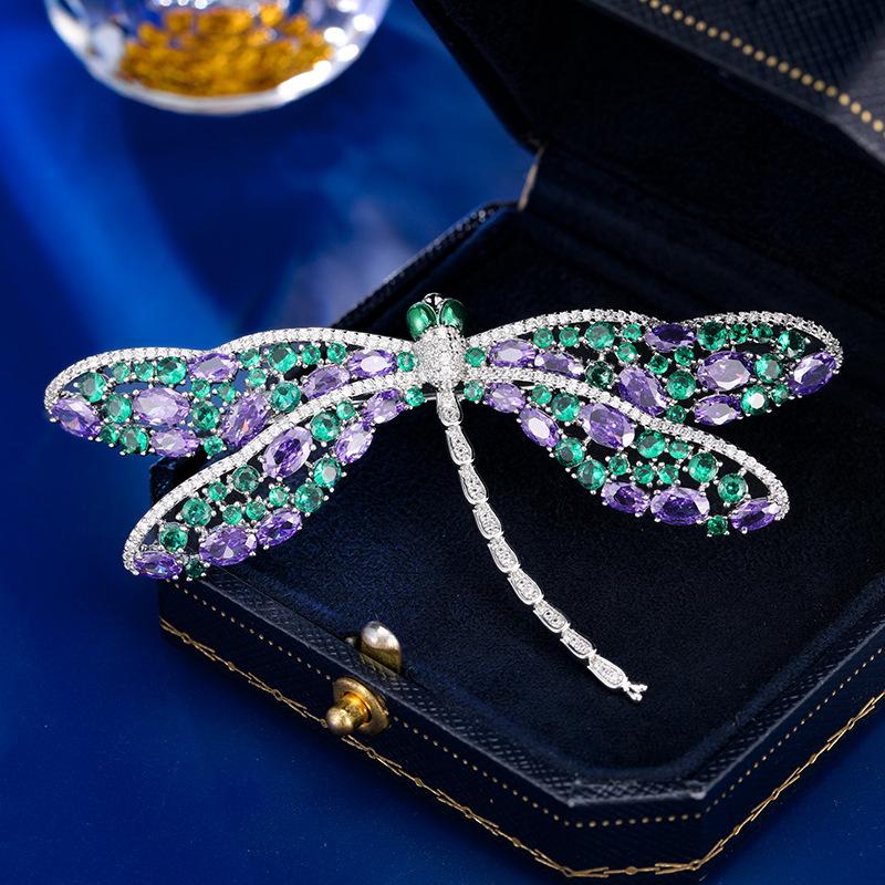 

Ретро элегантная брошь стрекоза Высокое чувство креативная мода бриллиант трехмерный насекомое животное костюм брошь булавка женская