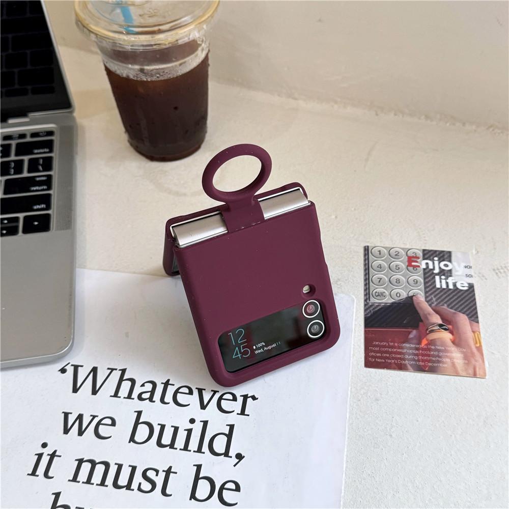 Offical Liquid Silicone Ring Holder Case For Samsung ZFlip 3 4 Folding Soft Candy Color Camera Protective Shockproof Cover Funda